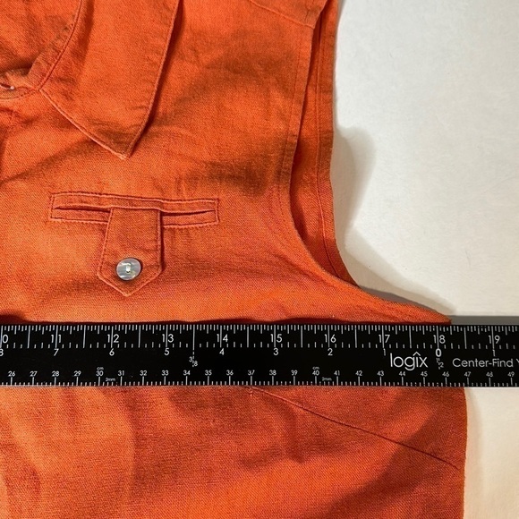 Je t’aime Short Sleeve Botton Down Blouse Pearl Button Size Medium Rust Orange - Picture 3 of 8